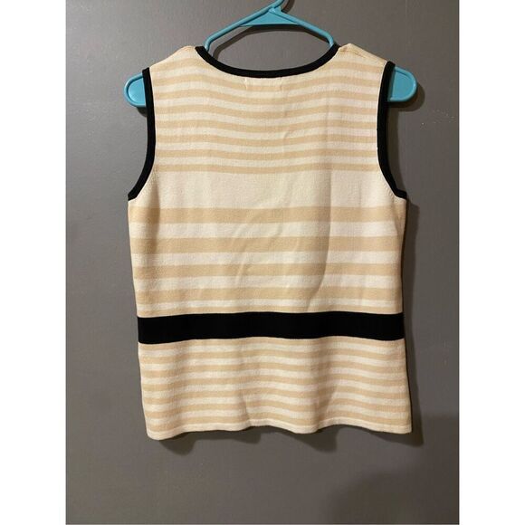 Designer Originals Tan White Striped Knit Tank Top Size Medium - Picture 4 of 4